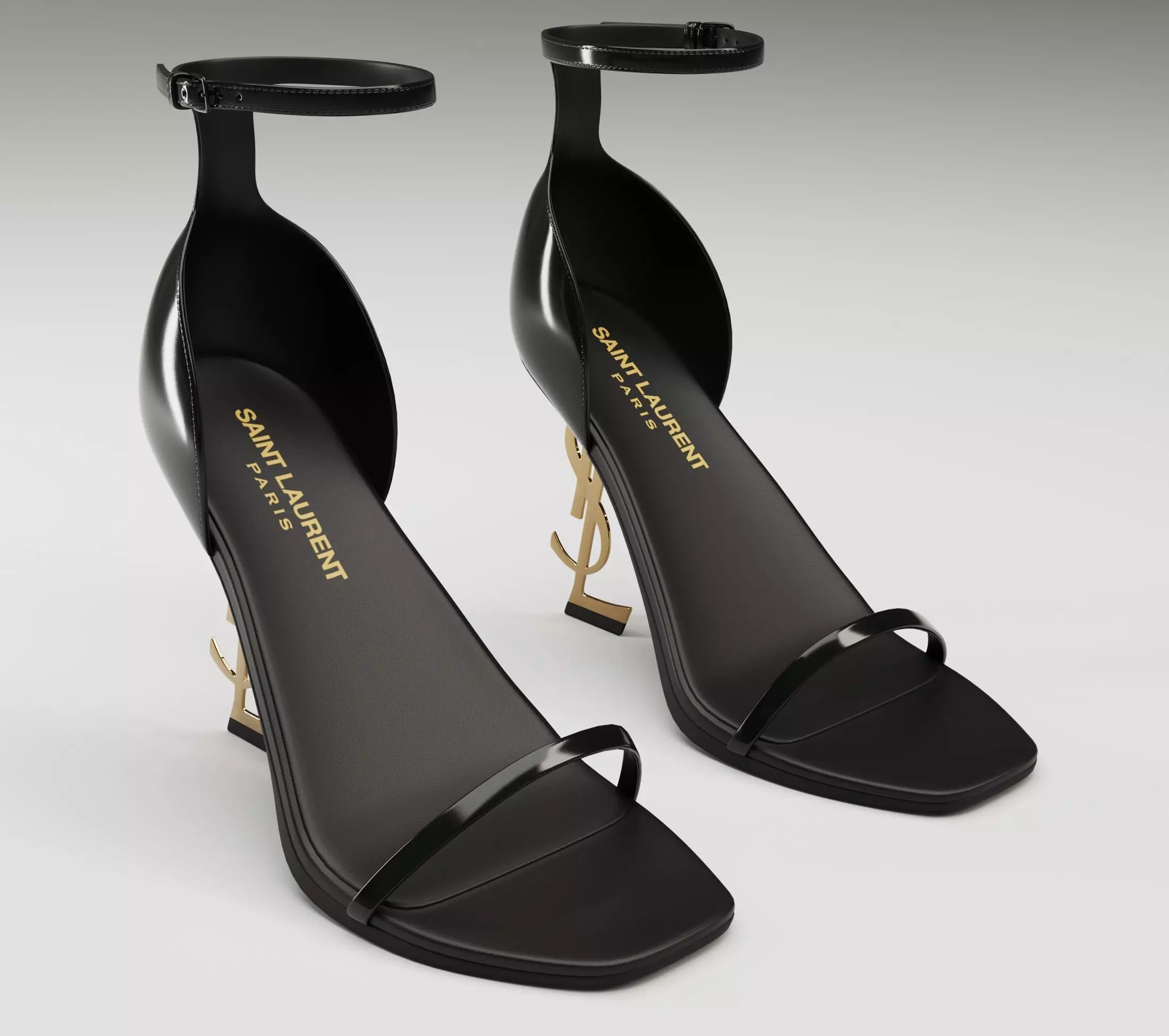 Saint Laurent heels glossy and mate Low-poly 3D model_0