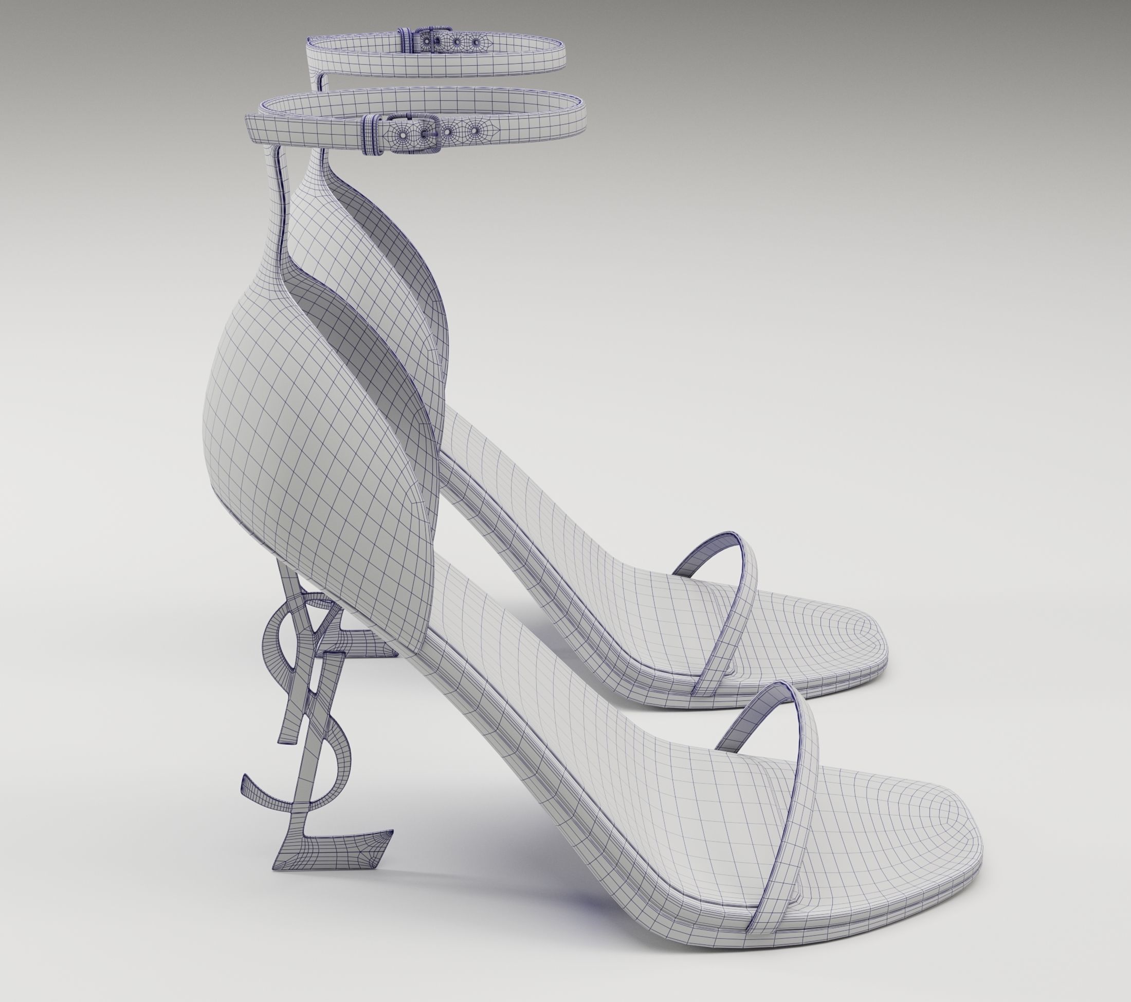 Saint Laurent heels glossy and mate Low-poly 3D model_23