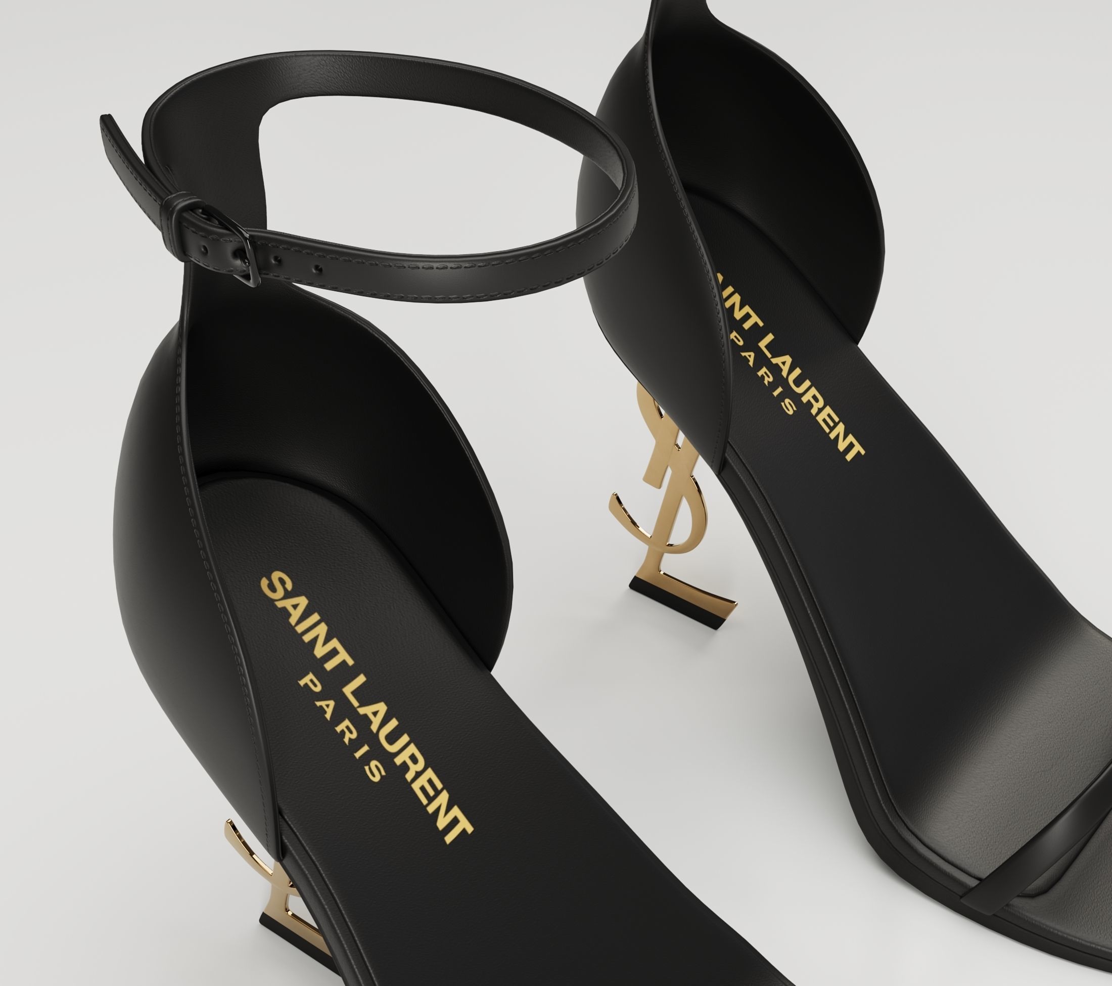 Saint Laurent heels glossy and mate Low-poly 3D model_4