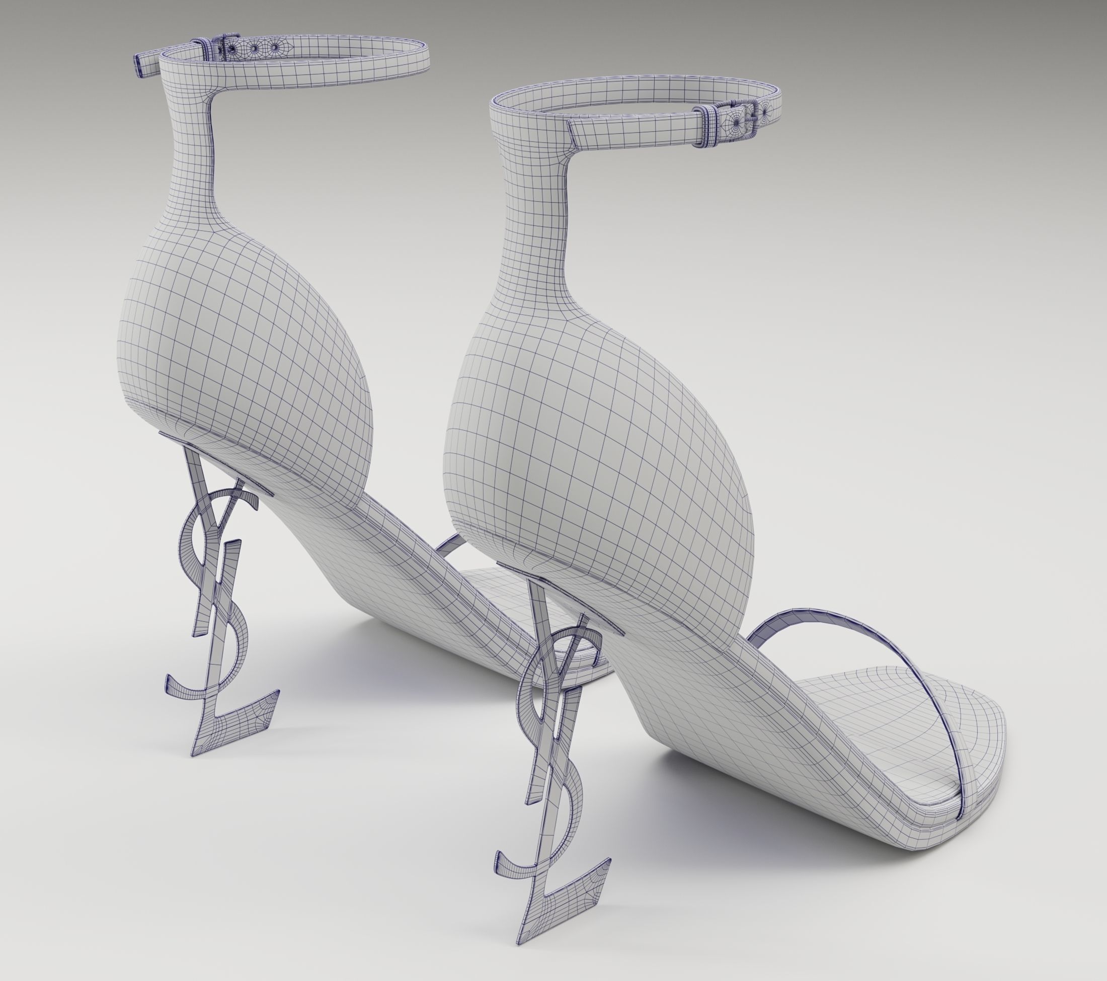 Saint Laurent heels glossy and mate Low-poly 3D model_24