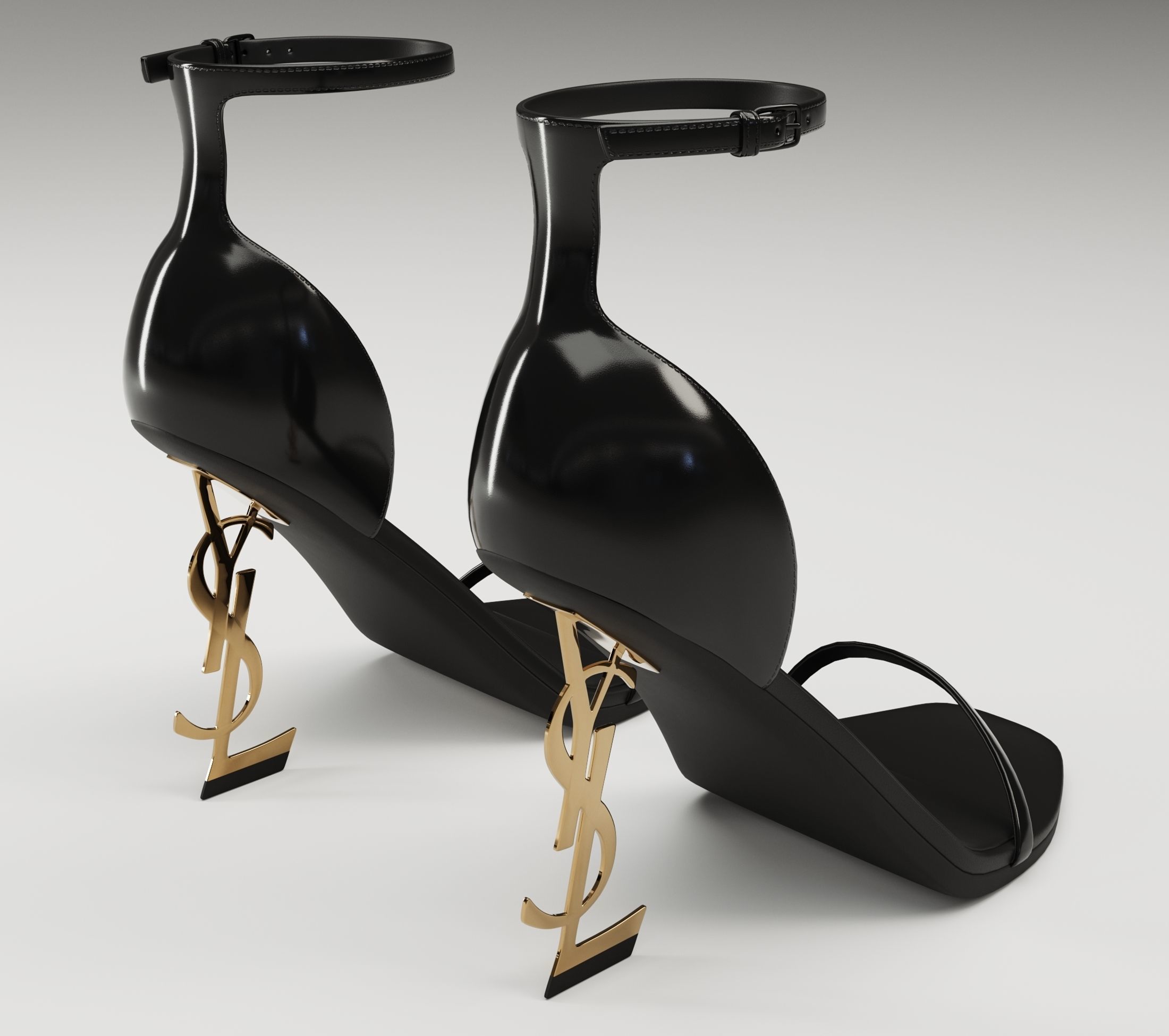 Saint Laurent heels glossy and mate Low-poly 3D model_8