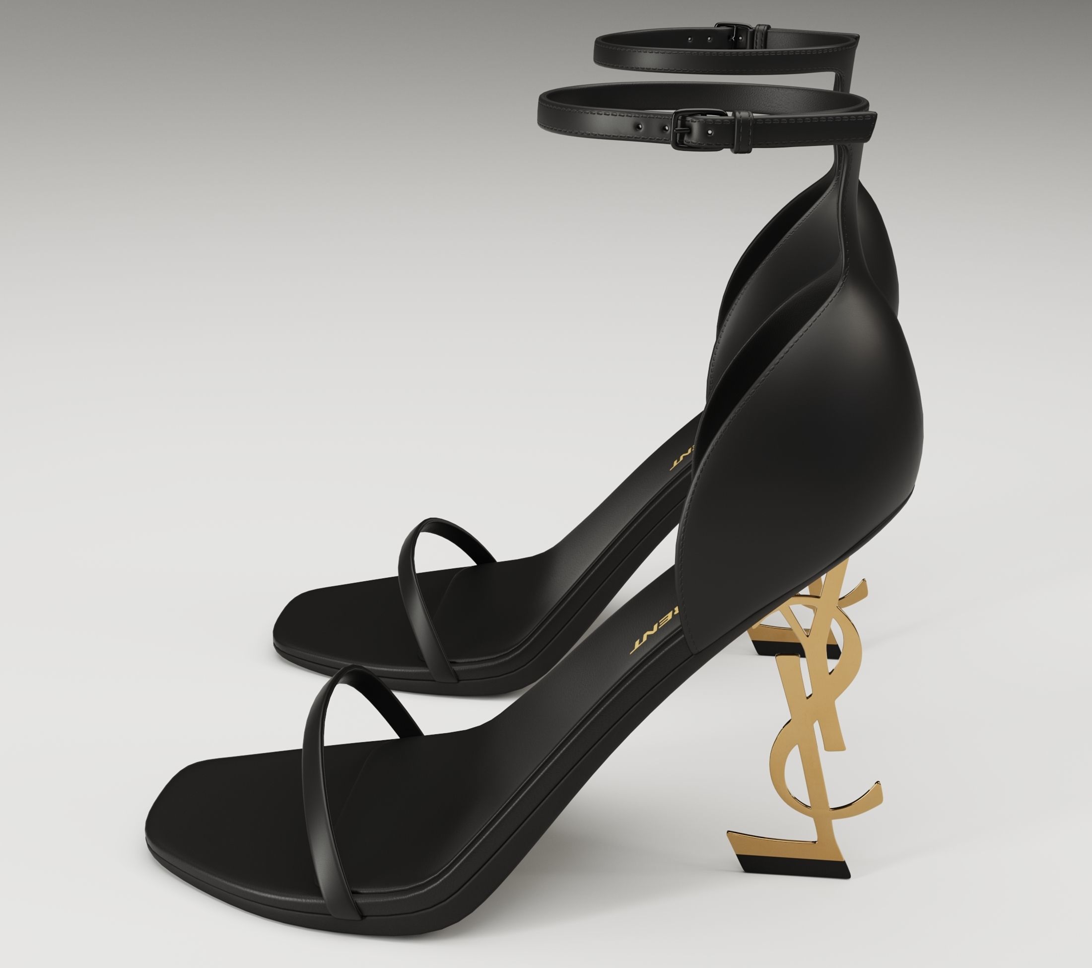 Saint Laurent heels glossy and mate Low-poly 3D model_17