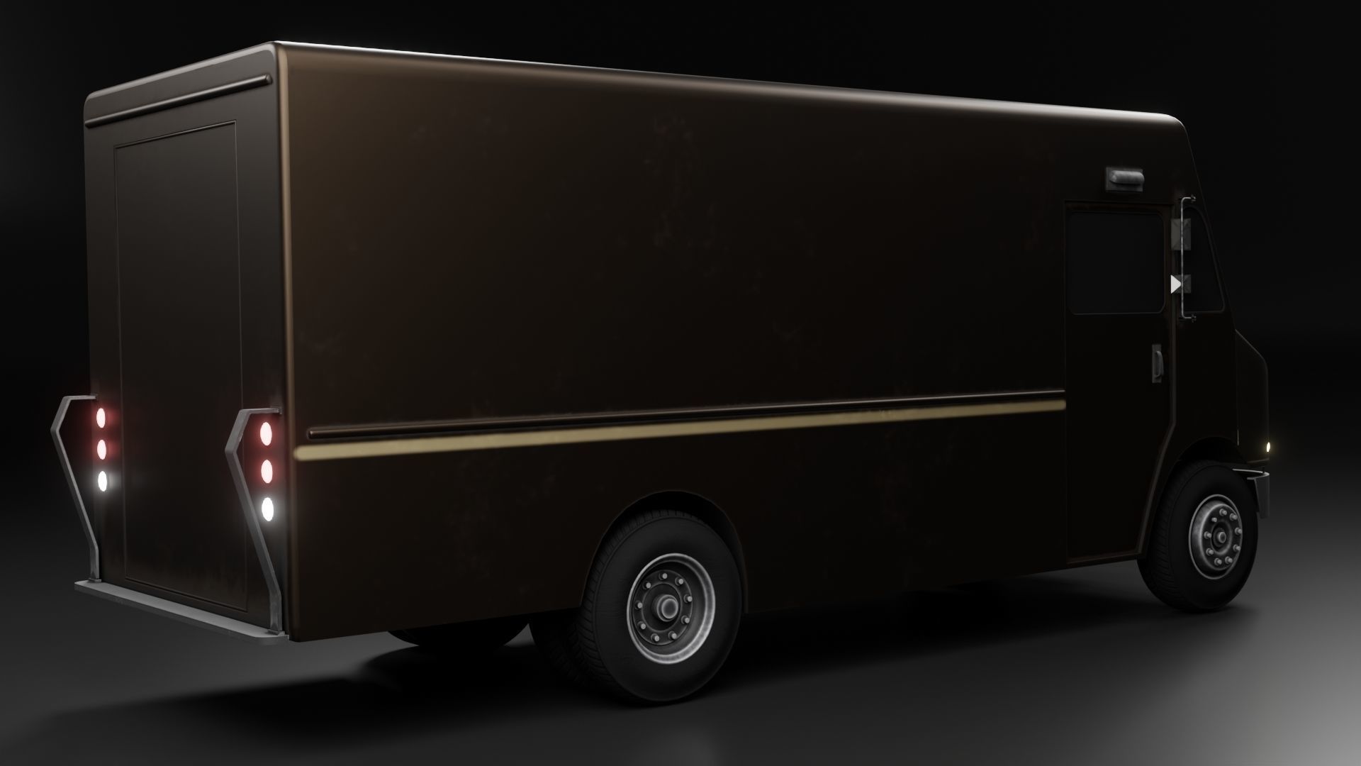 Ups Van Low-poly 3D model_1