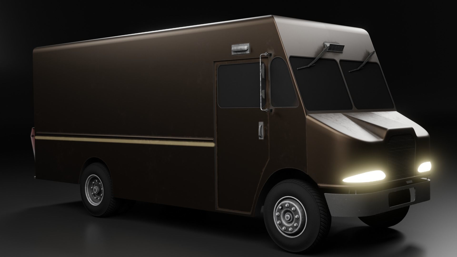 Ups Van Low-poly 3D model_3