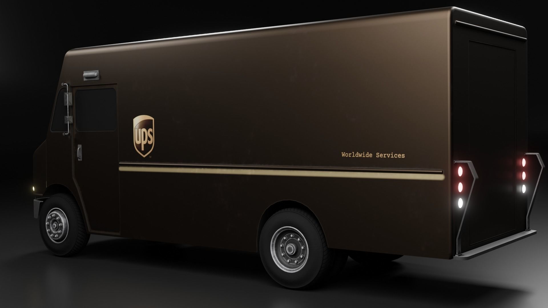 Ups Van Low-poly 3D model_2