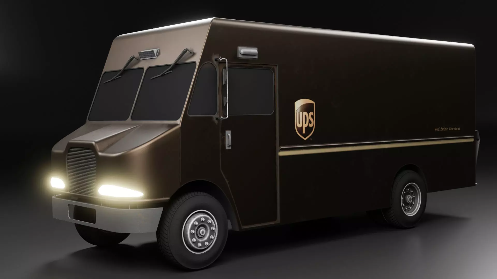 Ups Van Low-poly 3D model_0