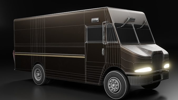 Ups Van Low-poly 3D model 5