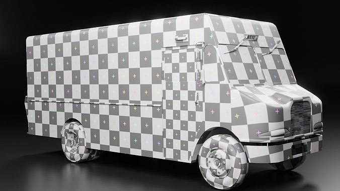 Ups Van Low-poly 3D model 6
