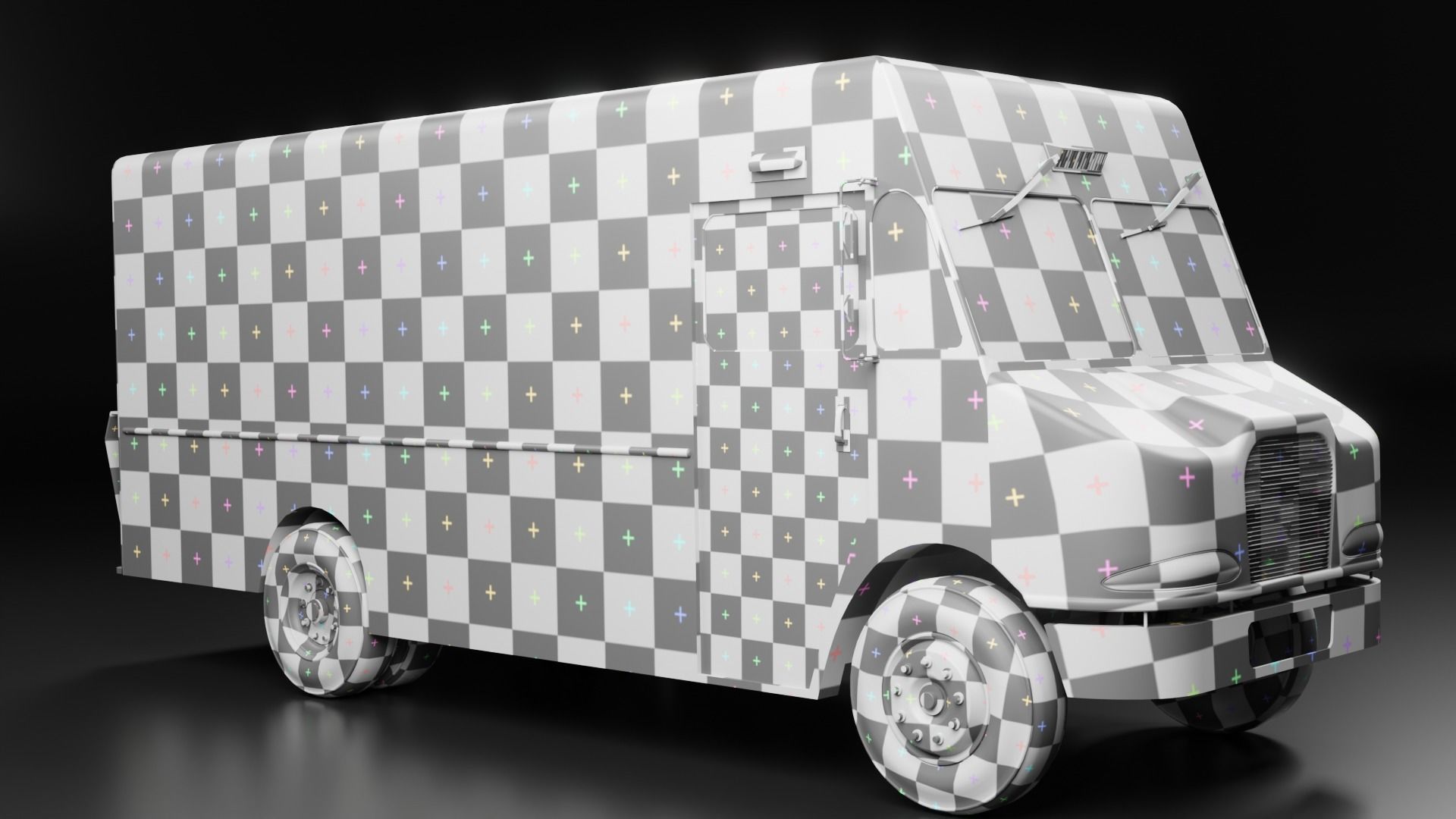 Ups Van Low-poly 3D model_5