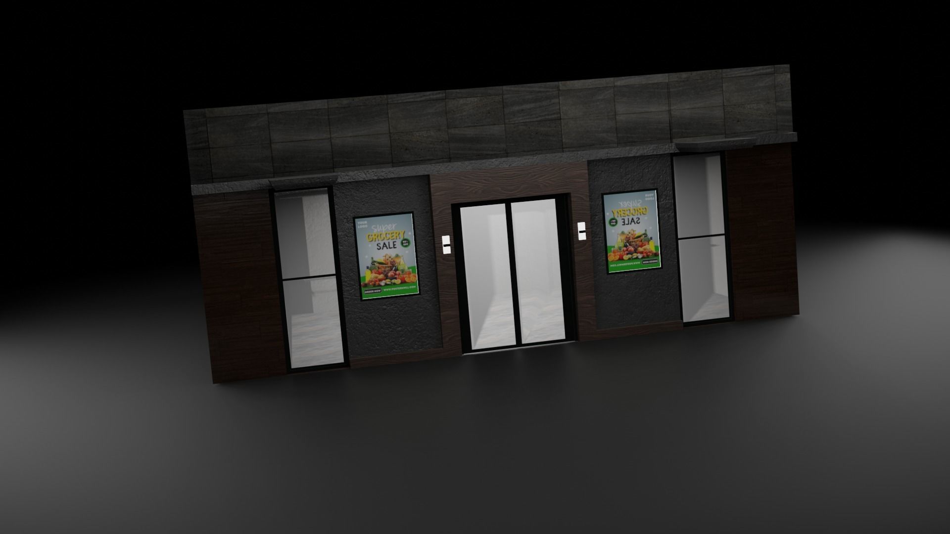 Tiny Modern store Free low-poly 3D model_1