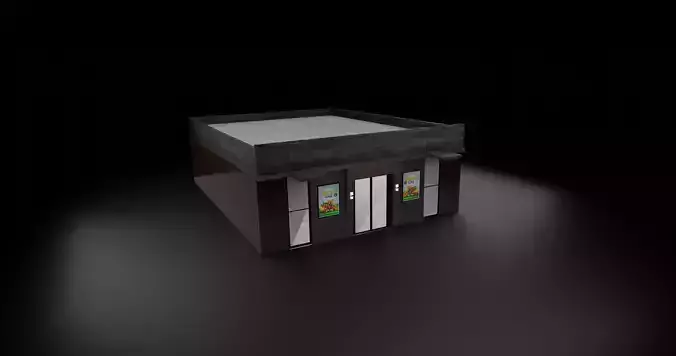 Tiny Modern store Free low-poly 3D model