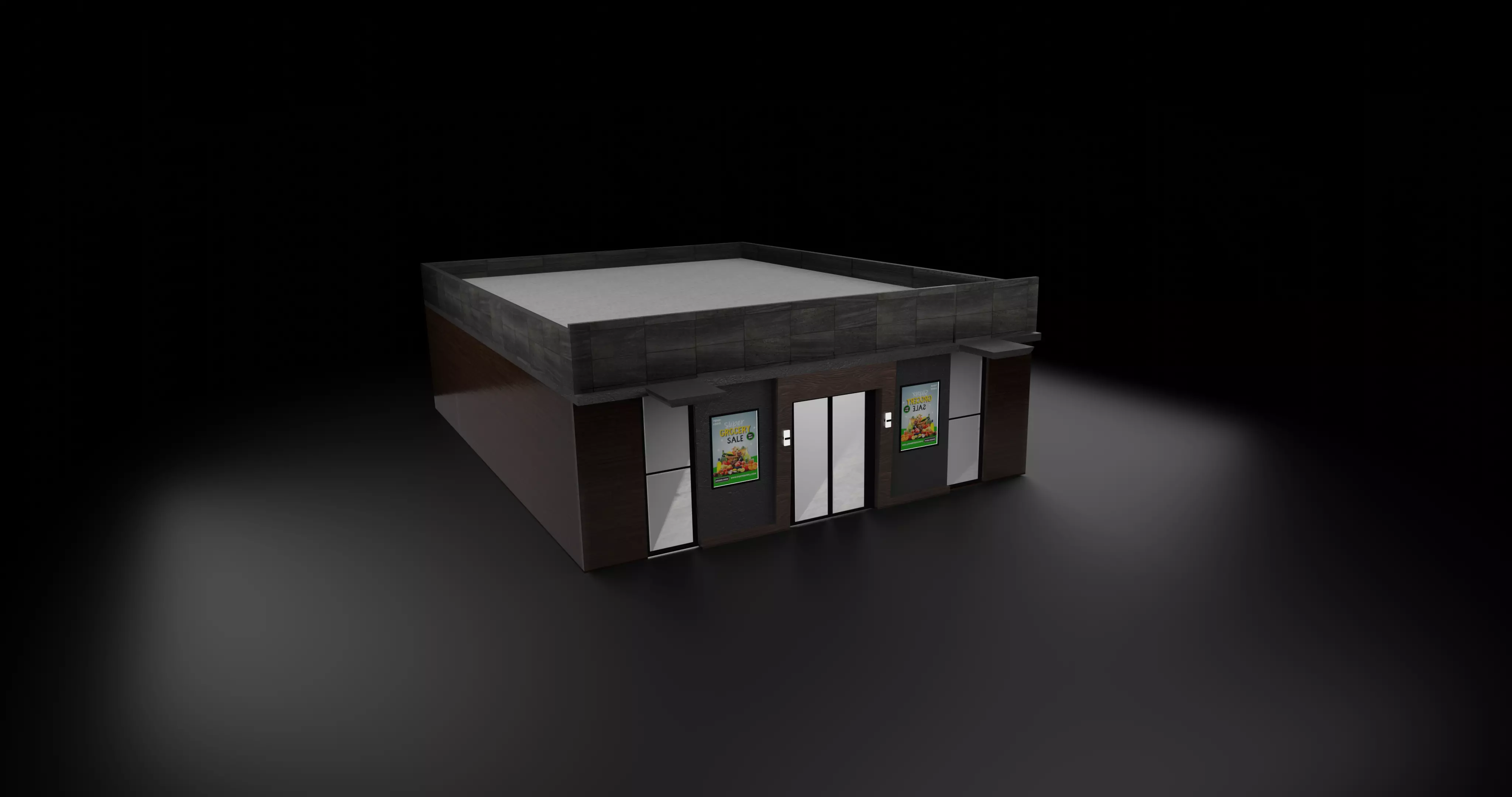 Tiny Modern store Free low-poly 3D model_0