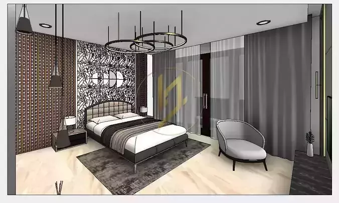 Revit Interior Bedroom Design Project file 01 3D model