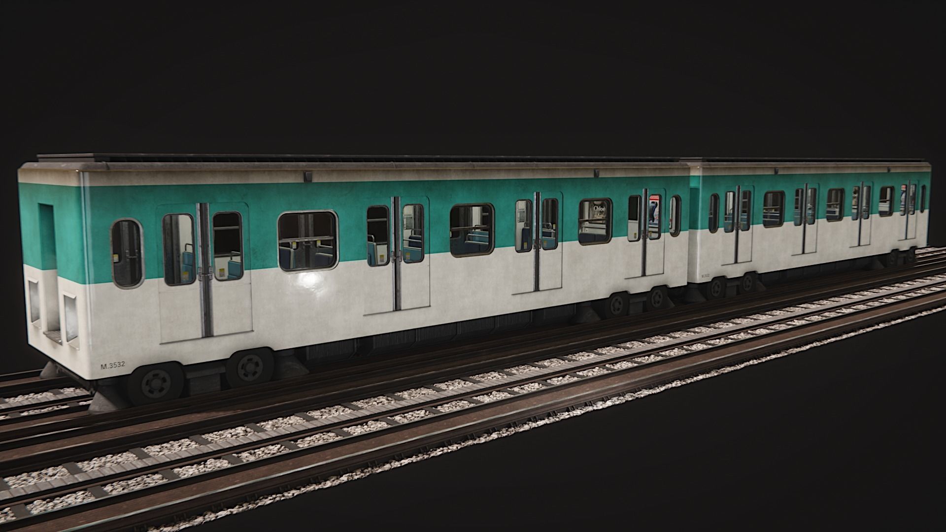 Modular parisian metro interior and exterior 3D model_6
