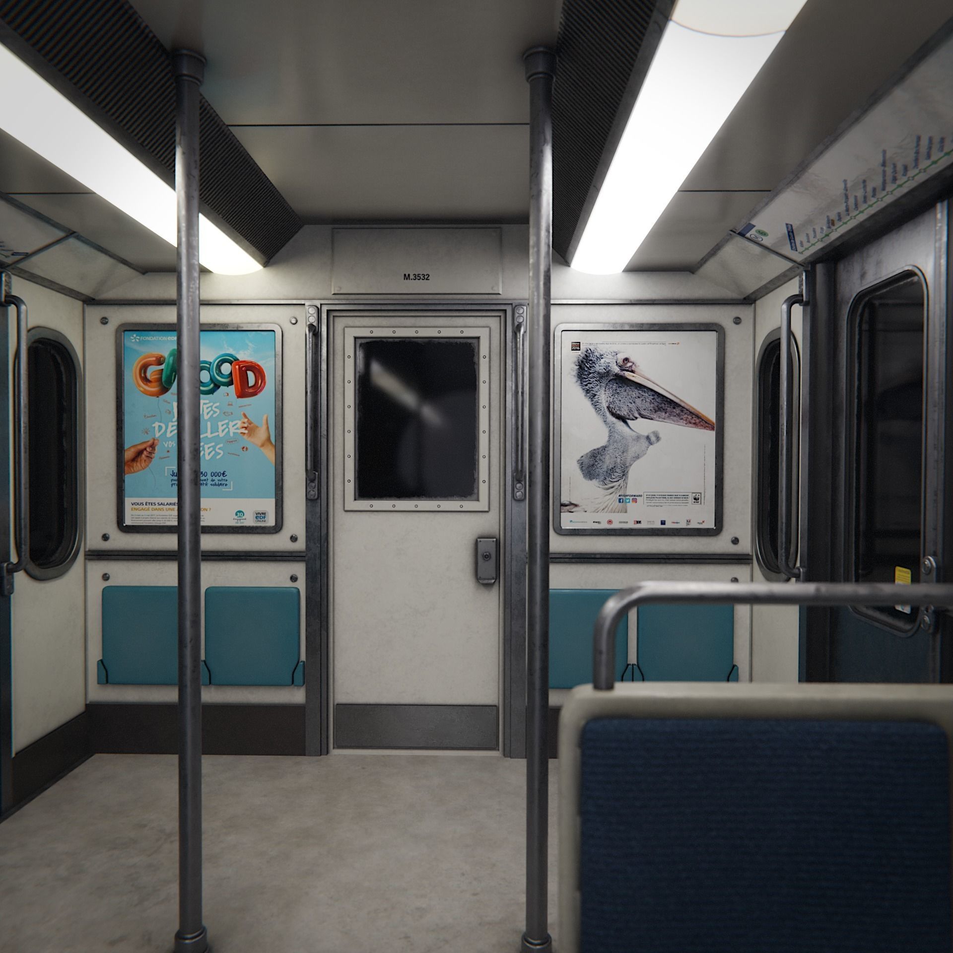 Modular parisian metro interior and exterior 3D model_3