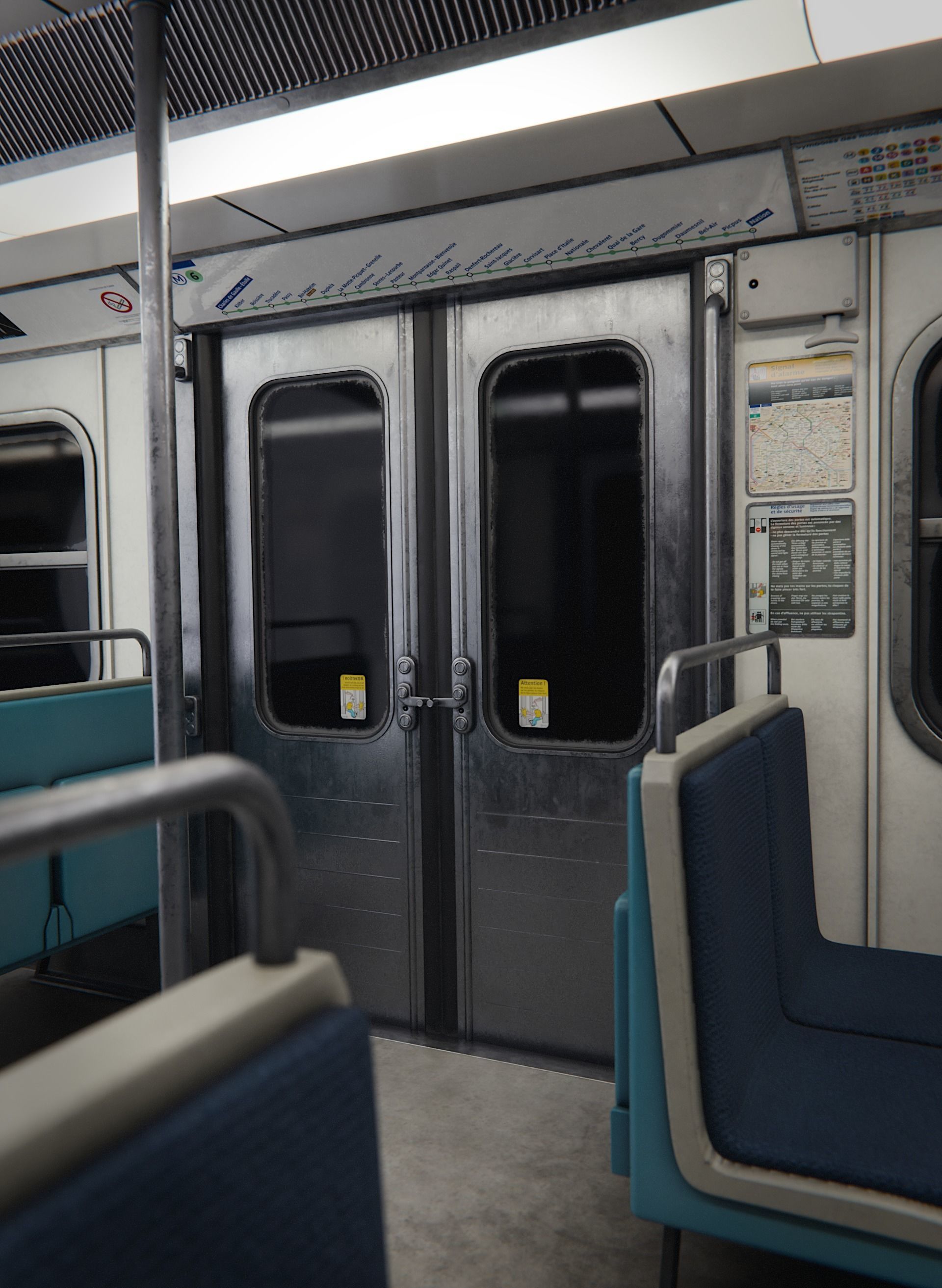 Modular parisian metro interior and exterior 3D model_2