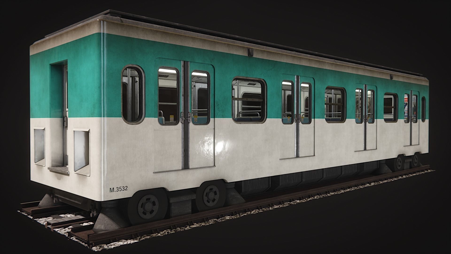 Modular parisian metro interior and exterior 3D model_4