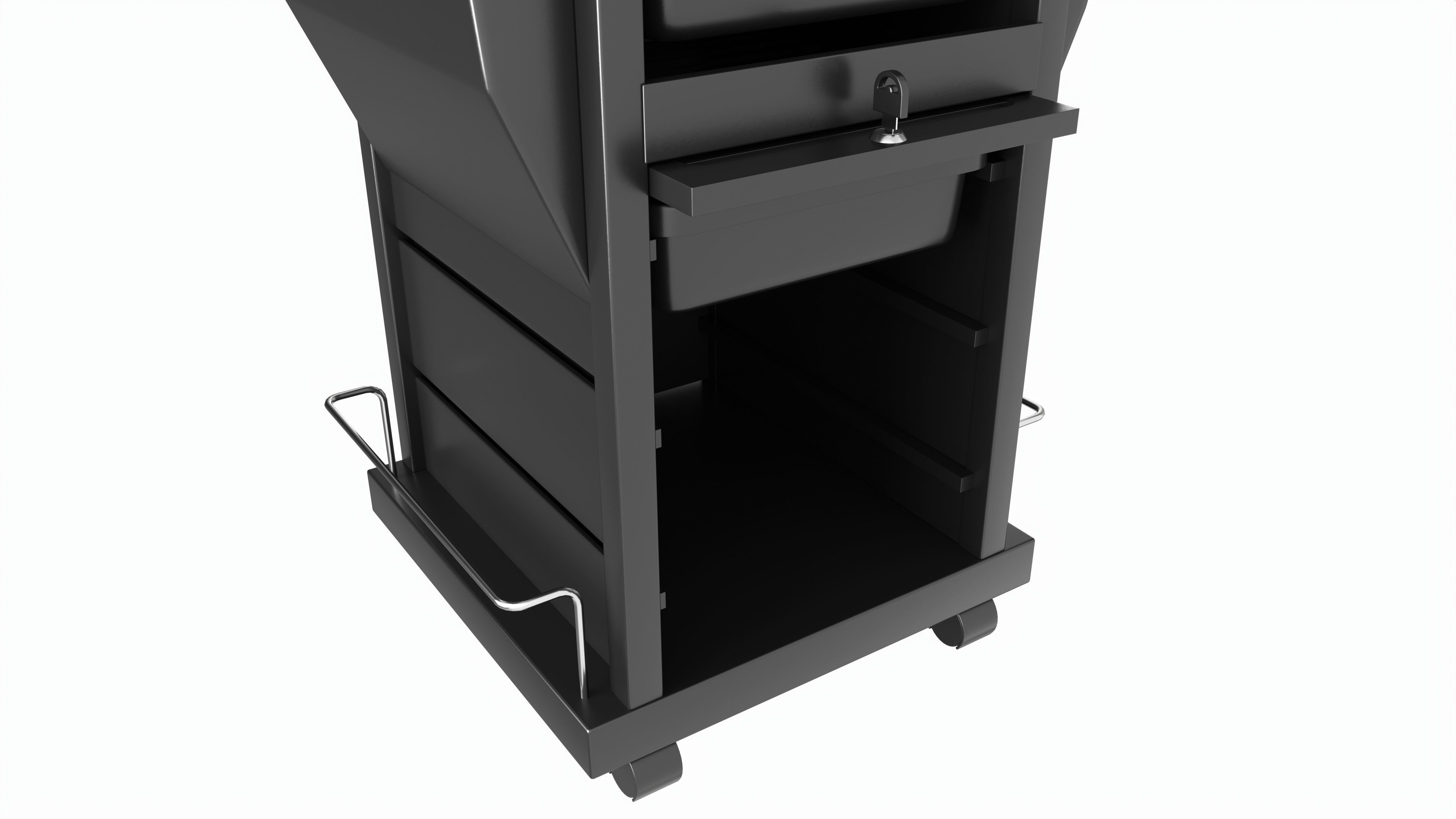 Hair Salon Trolley Rolling Cart with Drawers Attached 3D model_5