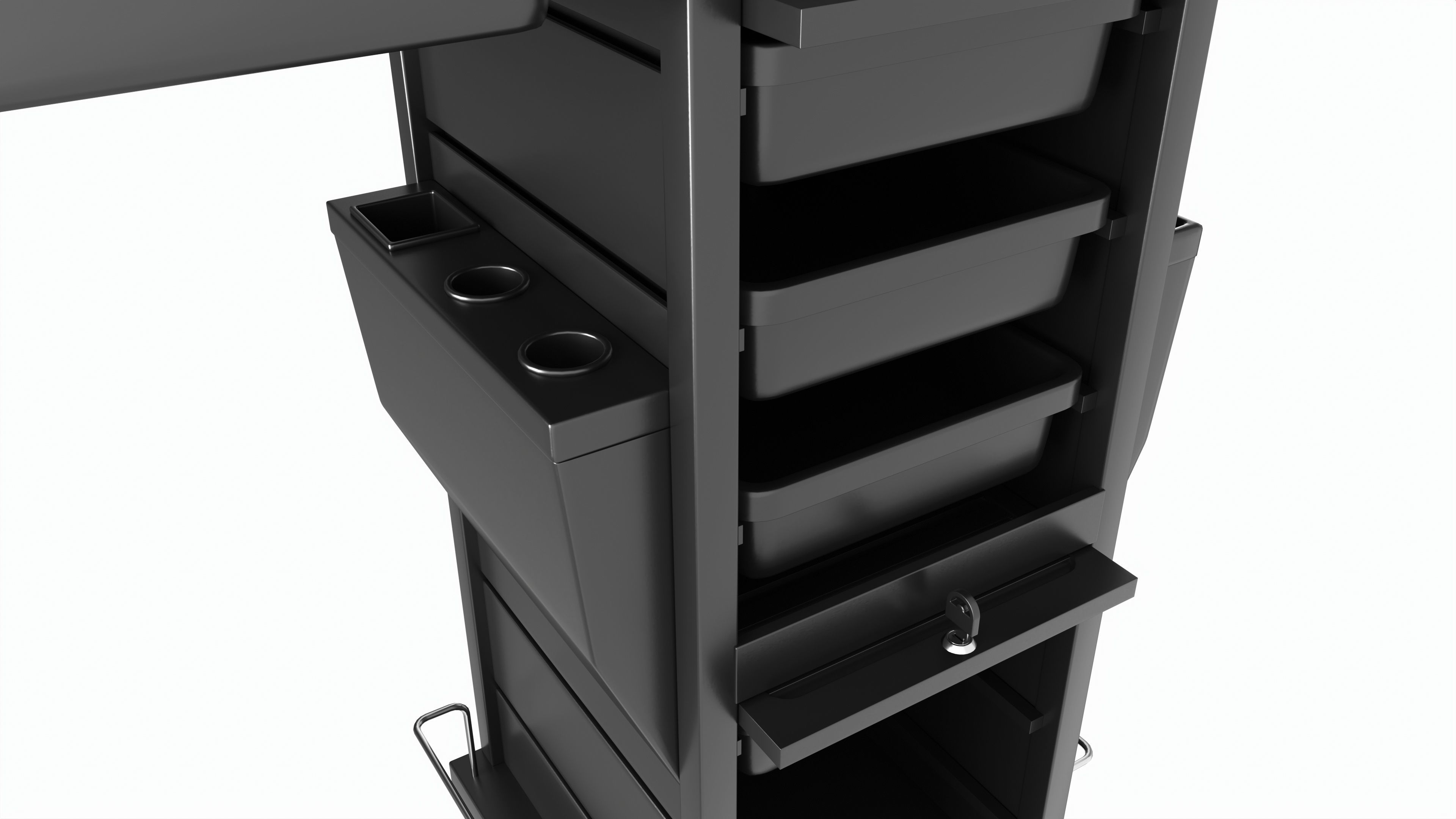 Hair Salon Trolley Rolling Cart with Drawers Attached 3D model_3