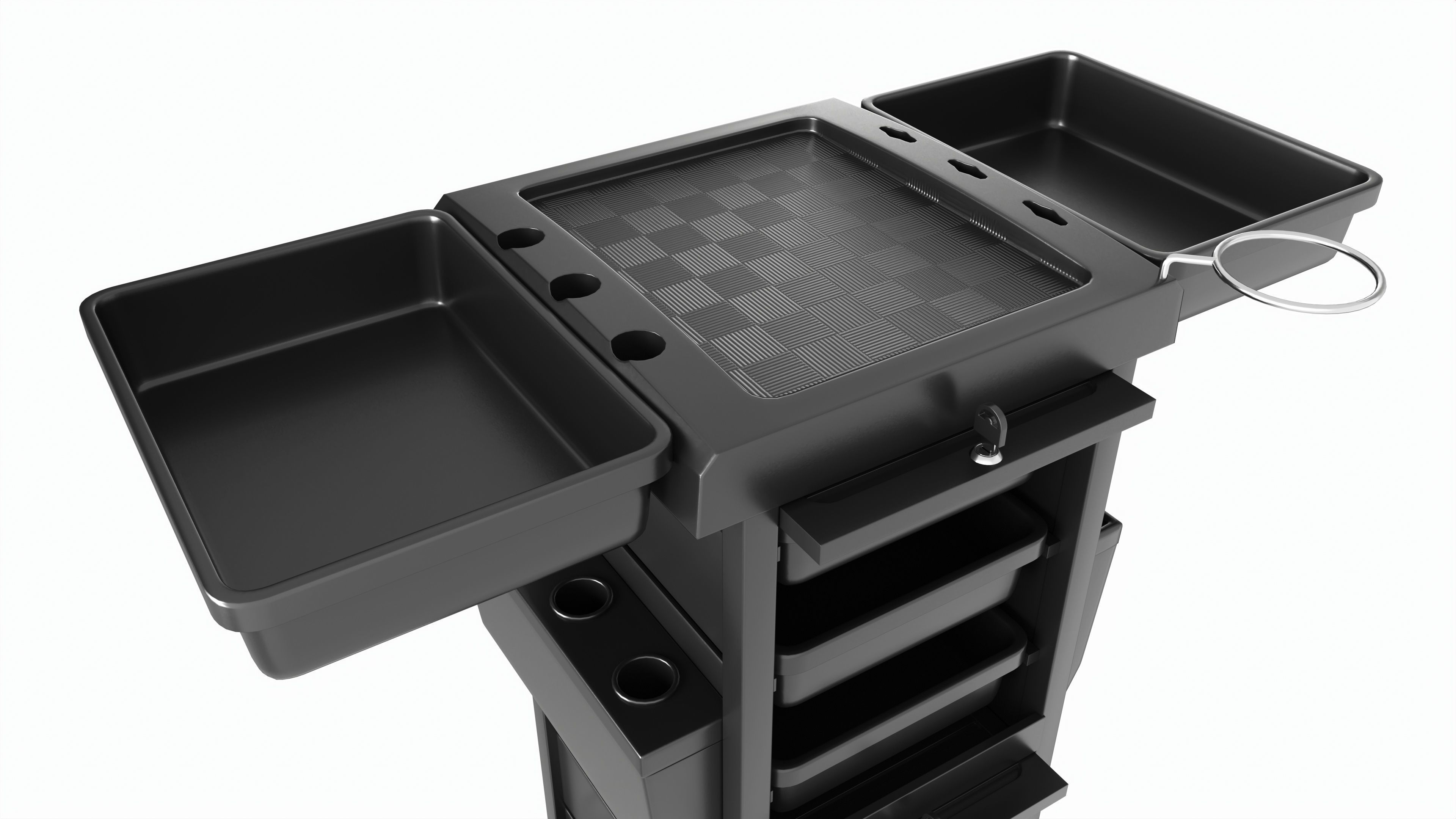 Hair Salon Trolley Rolling Cart with Drawers Attached 3D model_2