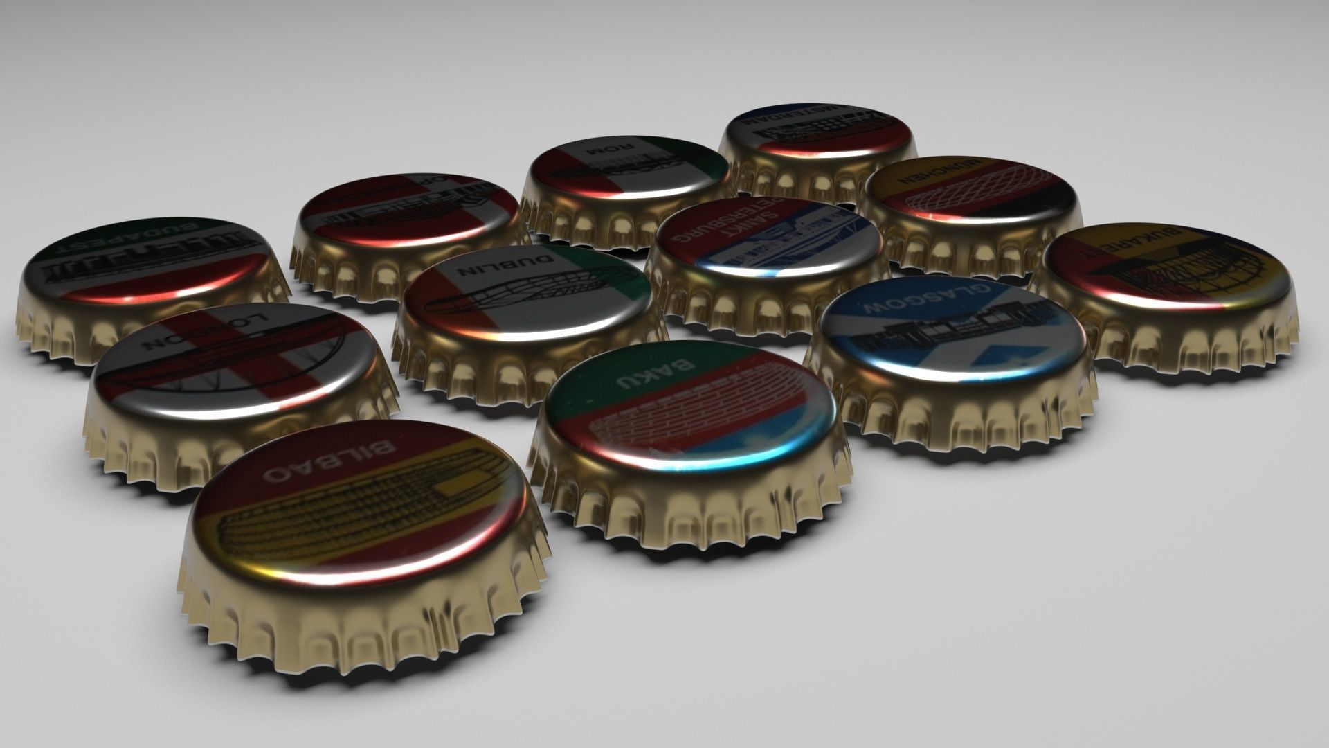 Beer Bottle Caps 3D model_2