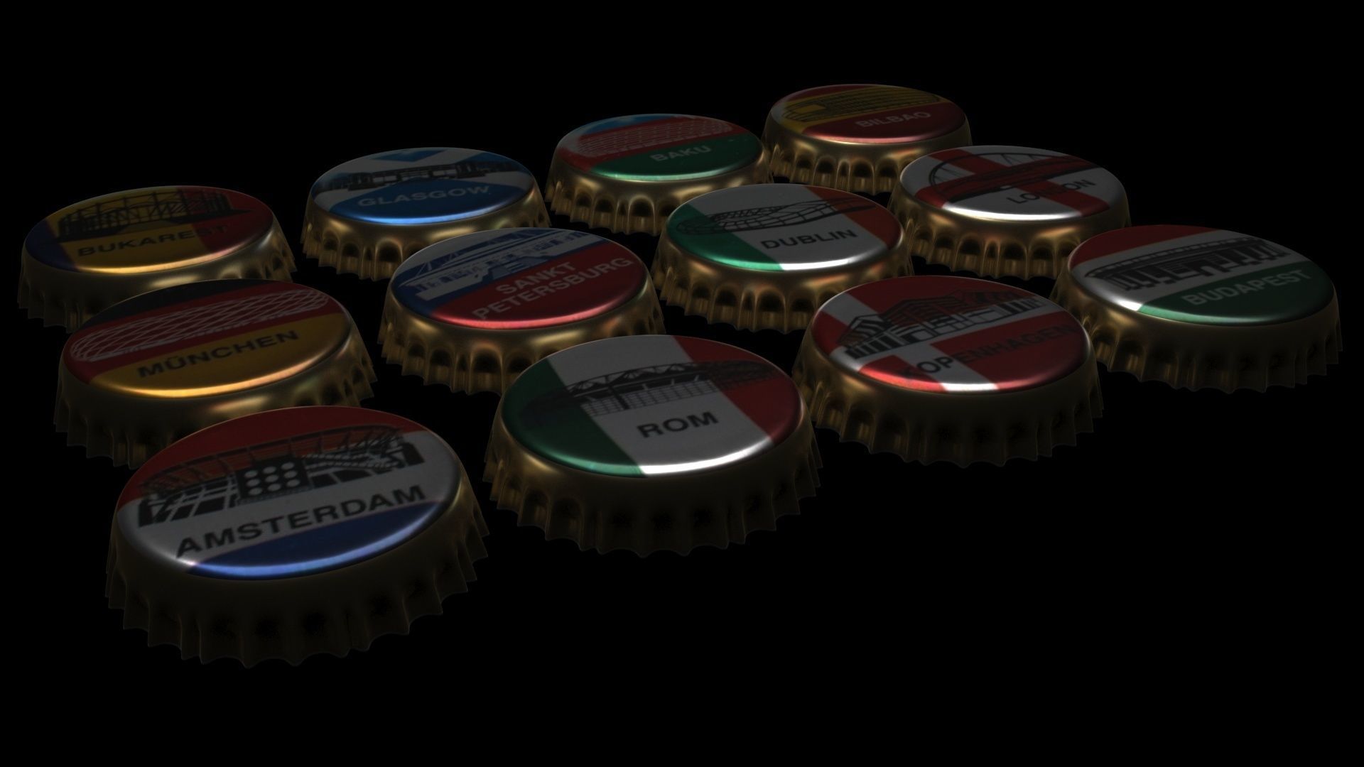 Beer Bottle Caps 3D model_9