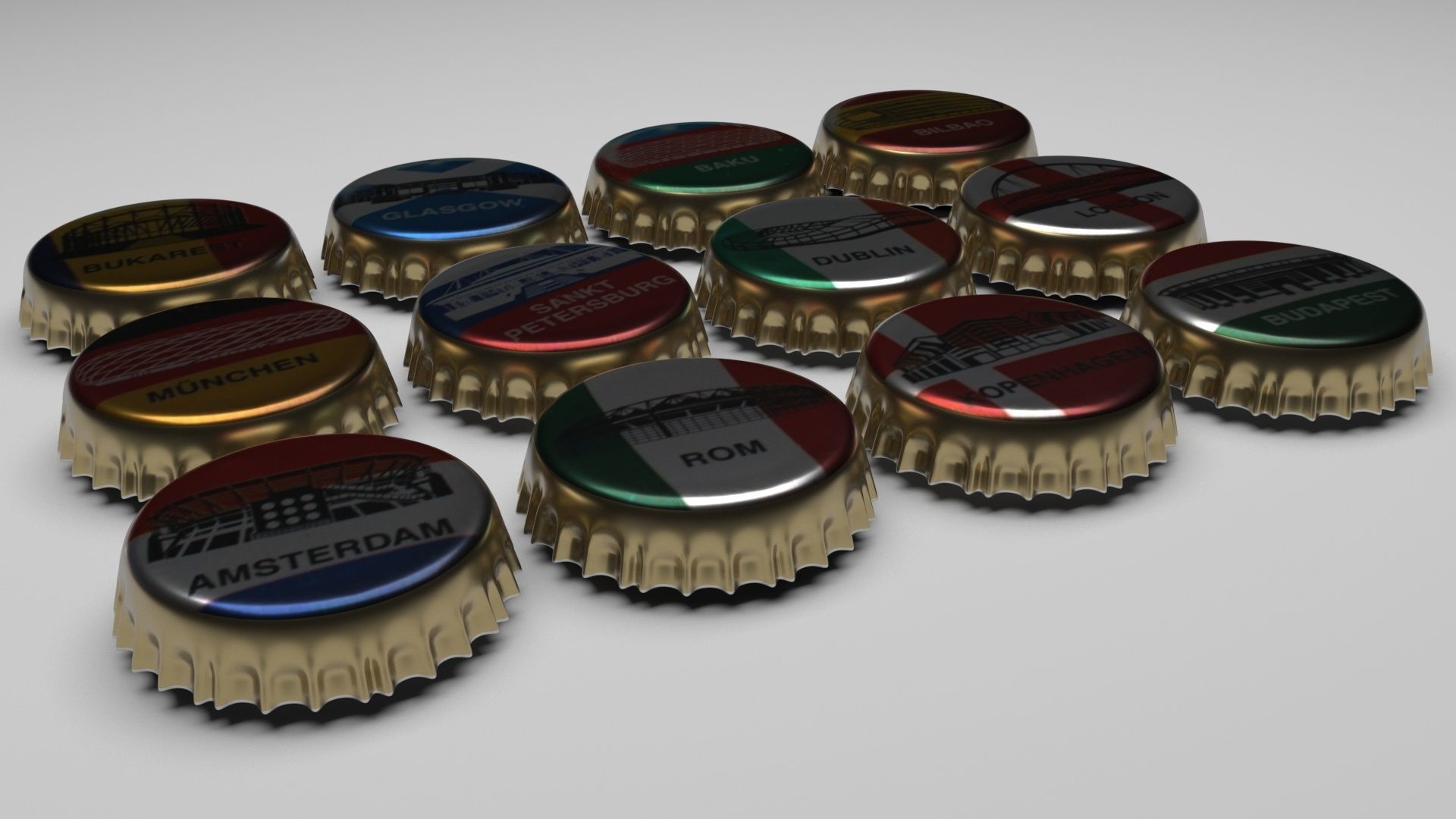 Beer Bottle Caps 3D model_7