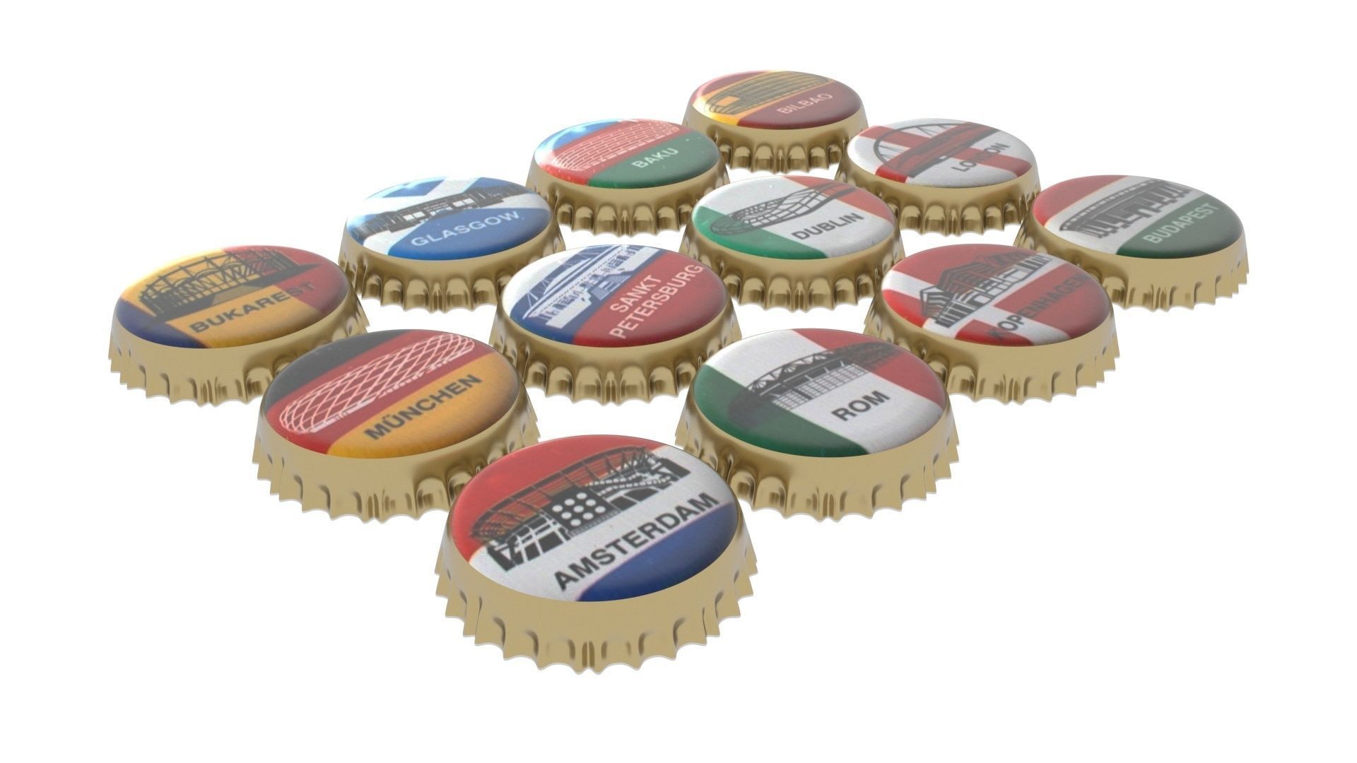 Beer Bottle Caps 3D model_10