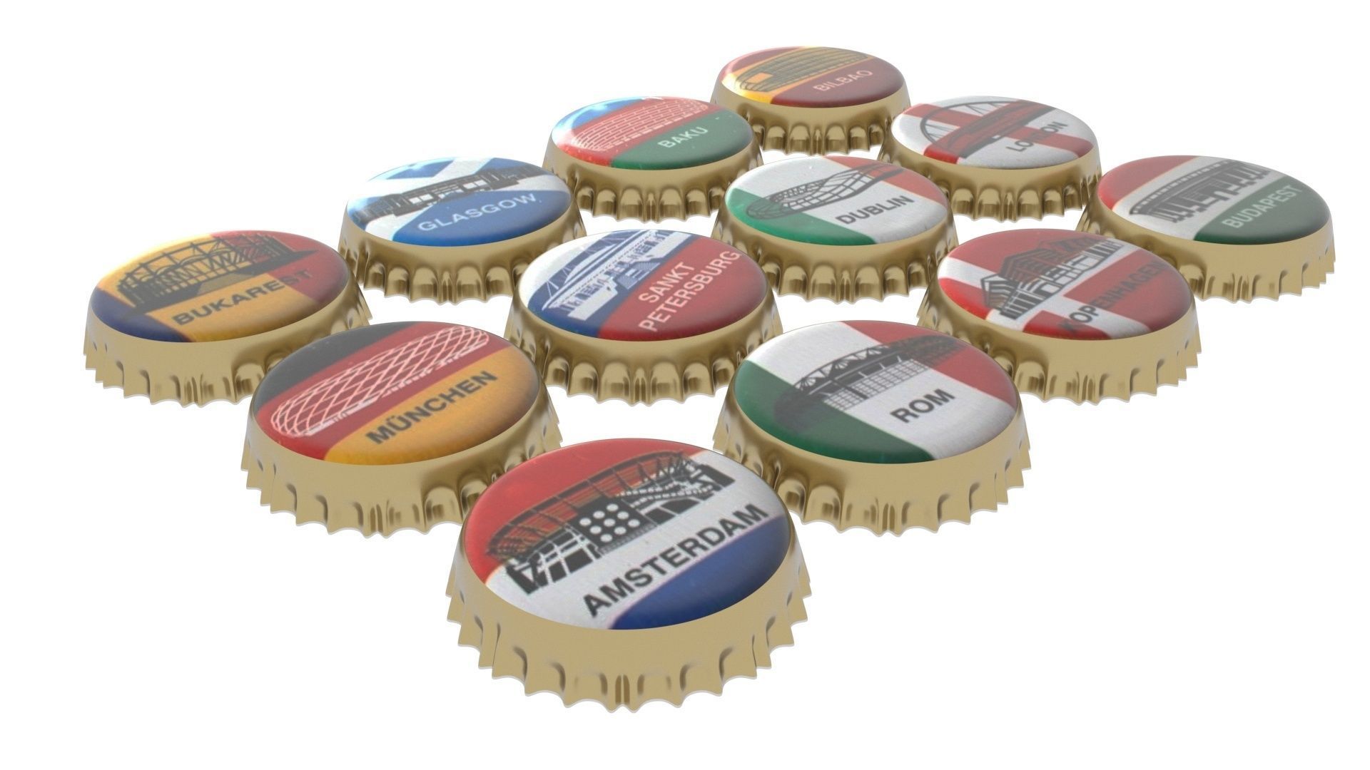 Beer Bottle Caps 3D model_15