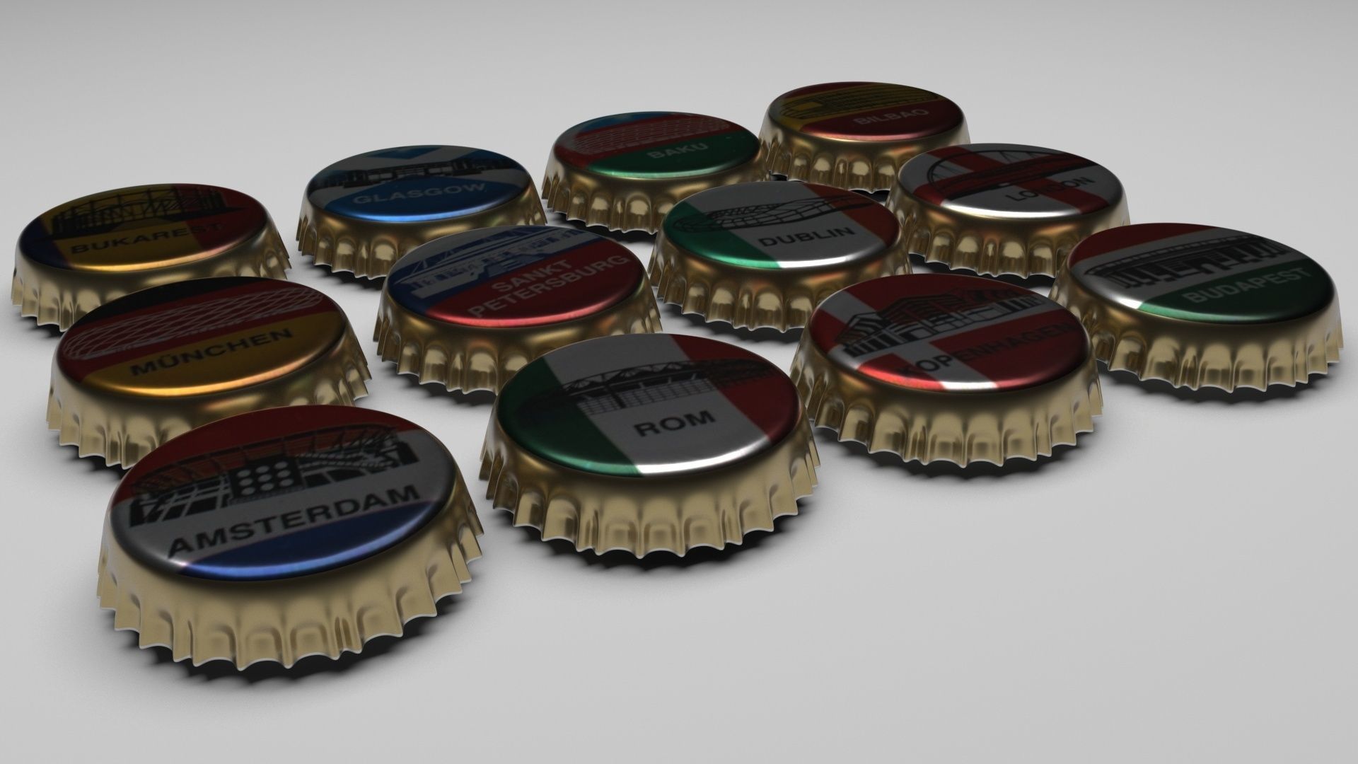 Beer Bottle Caps 3D model_4