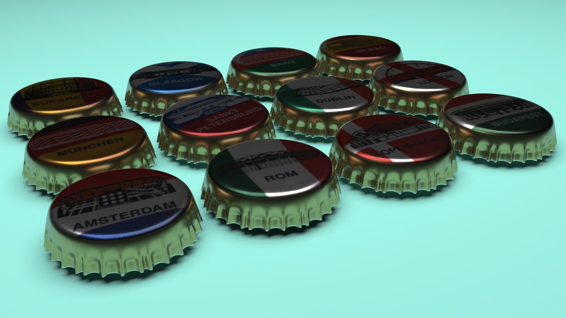 Beer Bottle Caps 3D model_8