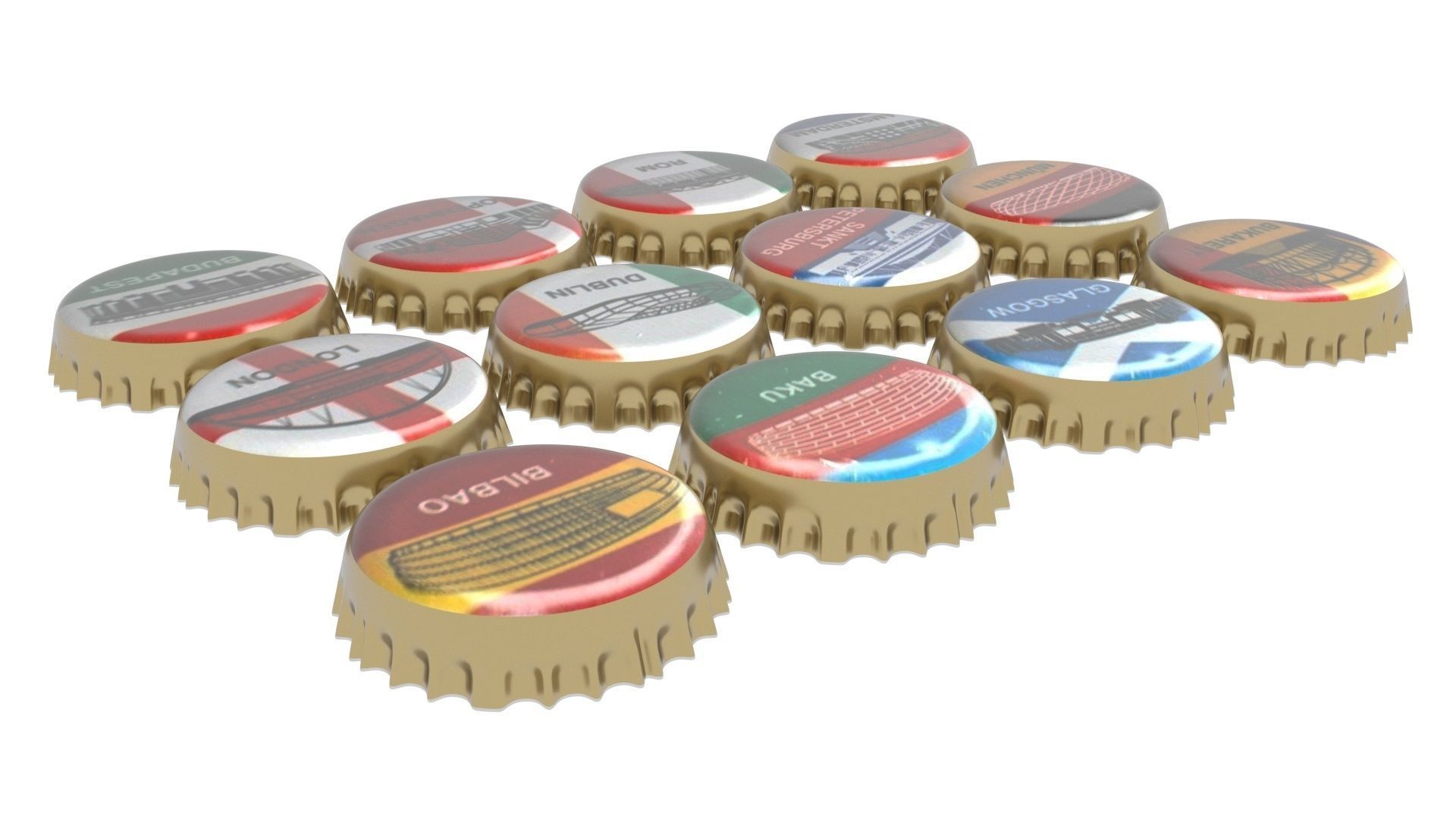 Beer Bottle Caps 3D model_12