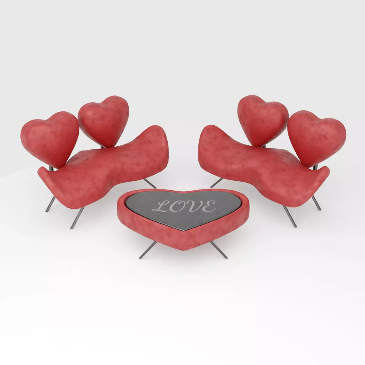 HEART SHAPE MODERN SOFA LOW-POLY PBR 3D MODEL Low-poly 3D model