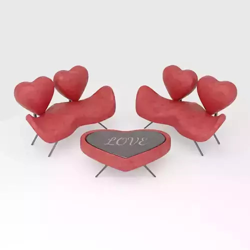 HEART SHAPE MODERN SOFA LOW-POLY PBR 3D MODEL  Low-poly 3D model