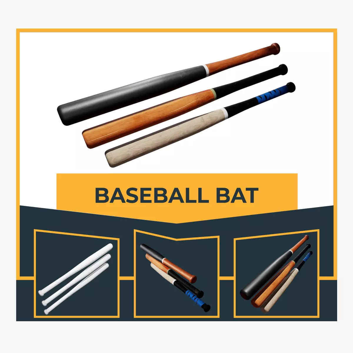Baseball Bat Pack Low-poly 3D model_0