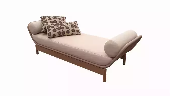 Outdoor wood sun lounger with cushions 01