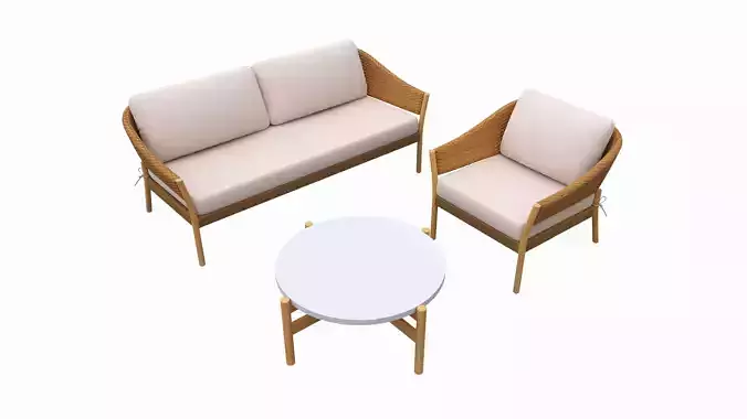 Outdoor set 2 seater sofa chair coffee table 02
