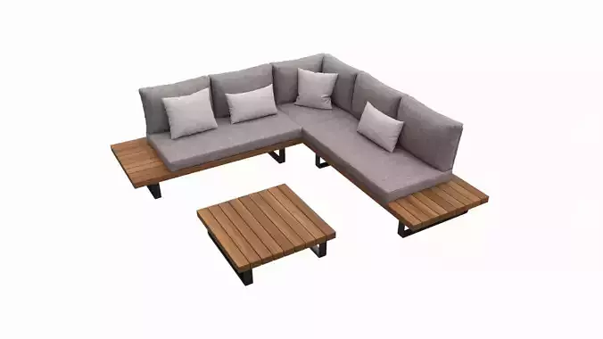 Outdoor set 5 seater corner sofa coffee table