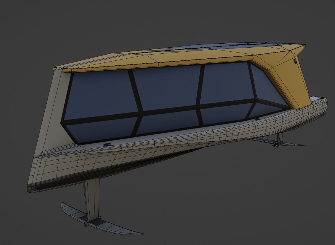 Electric Hydrofoil boat 3D model Low-poly 3D model_6