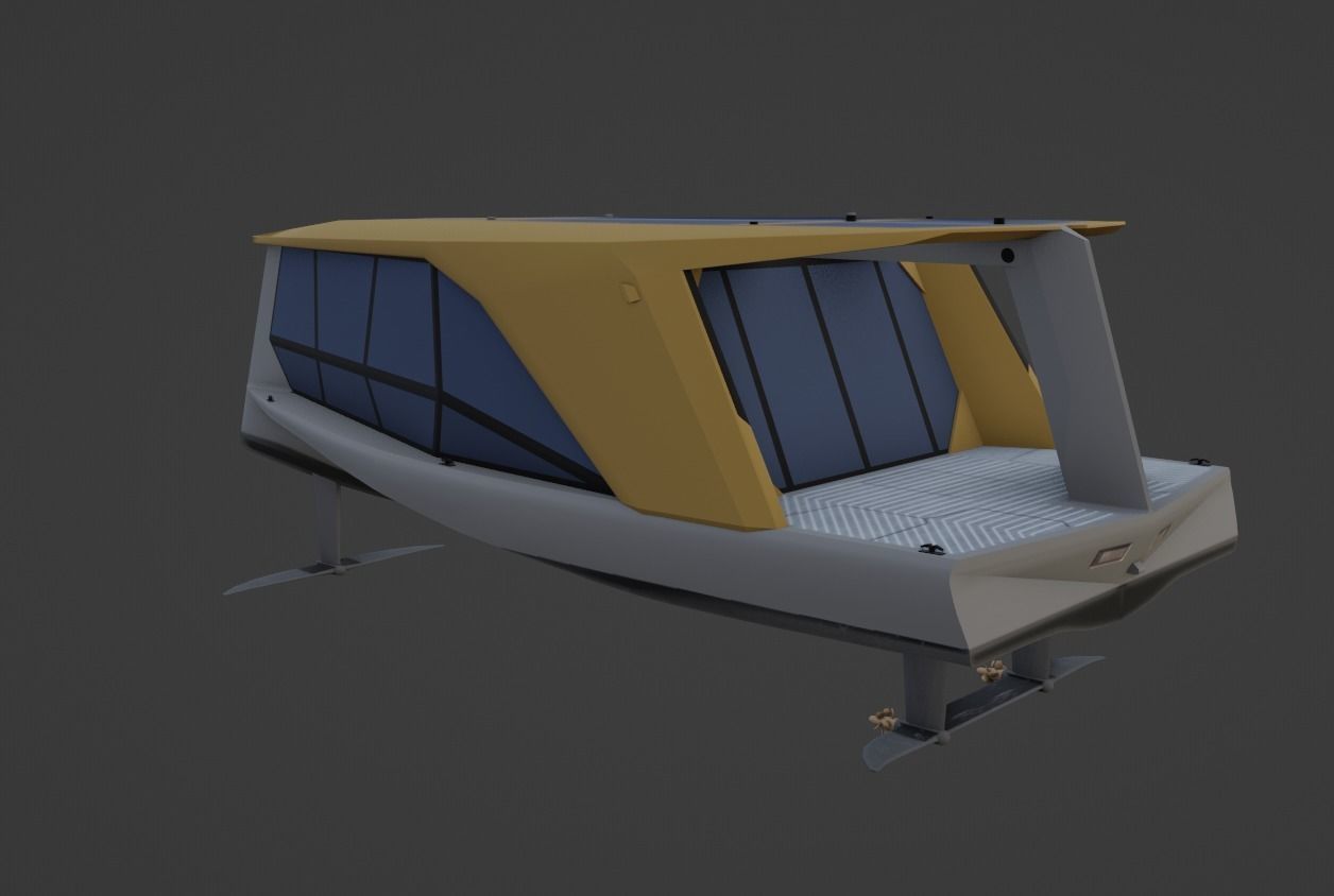 Electric Hydrofoil boat 3D model Low-poly 3D model_4