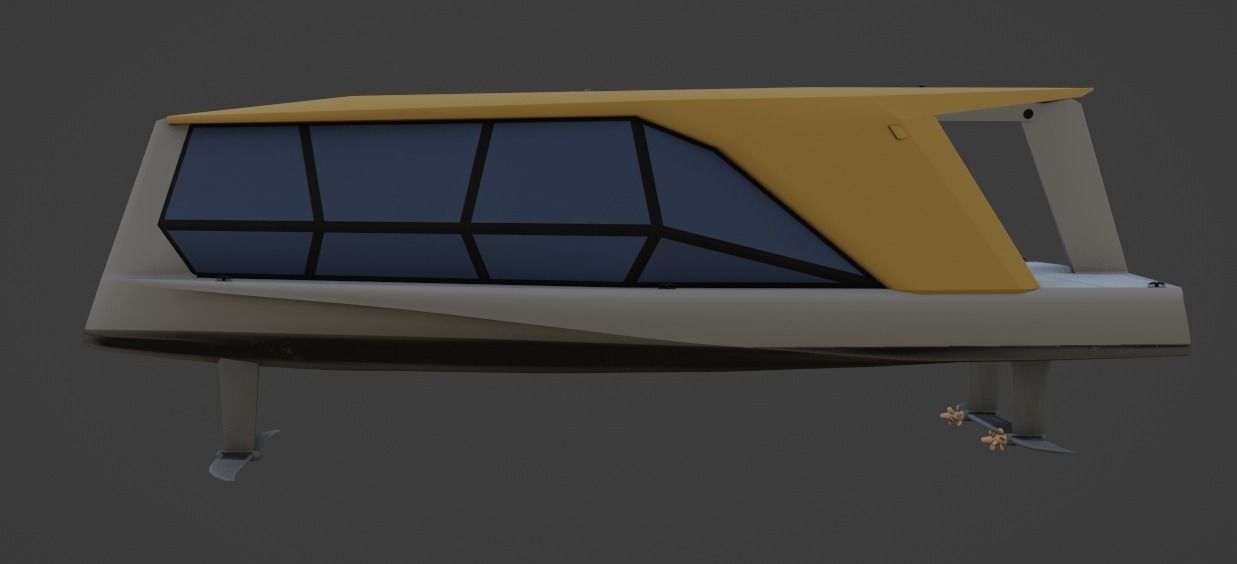 Electric Hydrofoil boat 3D model Low-poly 3D model_1