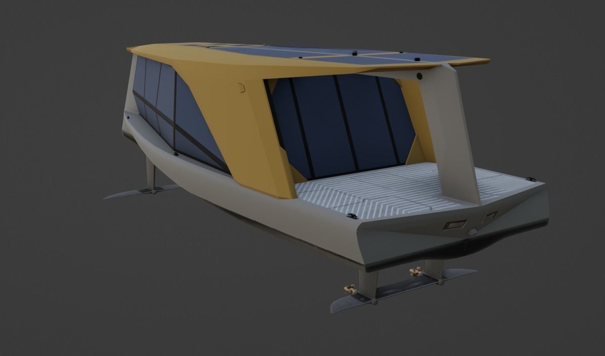 Electric Hydrofoil boat 3D model Low-poly 3D model_2