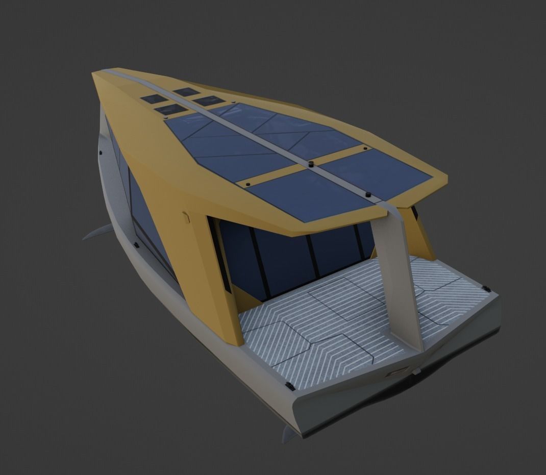 Electric Hydrofoil boat 3D model Low-poly 3D model_3