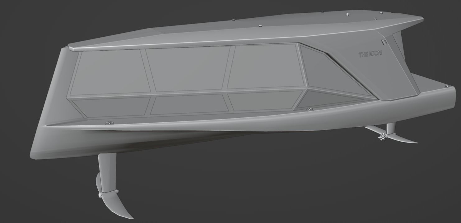 Electric Hydrofoil boat 3D model Low-poly 3D model_10