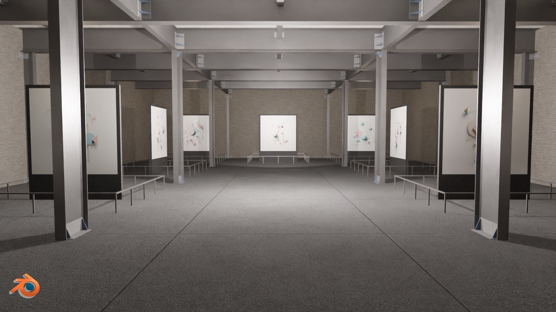 Modular Art Gallery 02 Unity Asset Low-poly 3D model_10