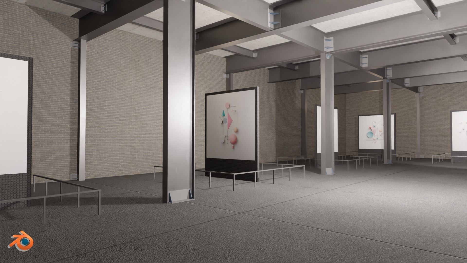 Modular Art Gallery 02 Unity Asset Low-poly 3D model_12