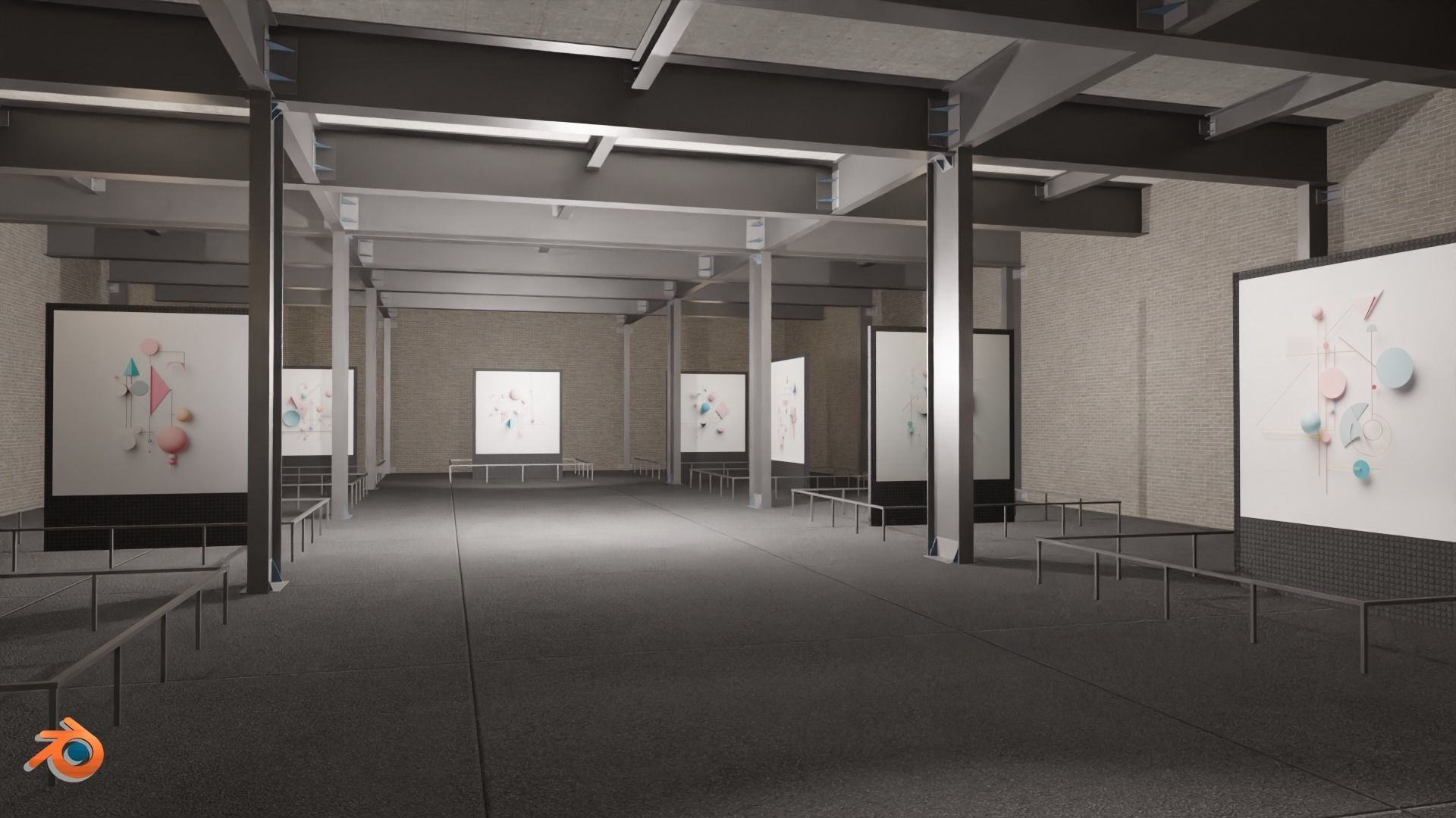 Modular Art Gallery 02 Unity Asset Low-poly 3D model_8