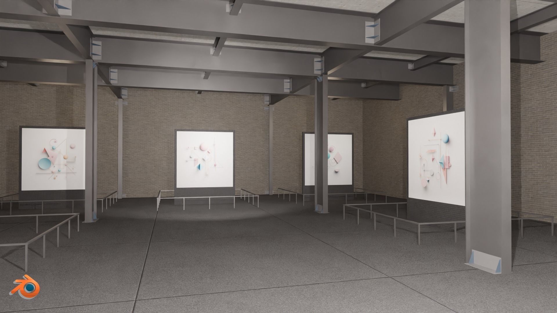 Modular Art Gallery 02 Unity Asset Low-poly 3D model_9