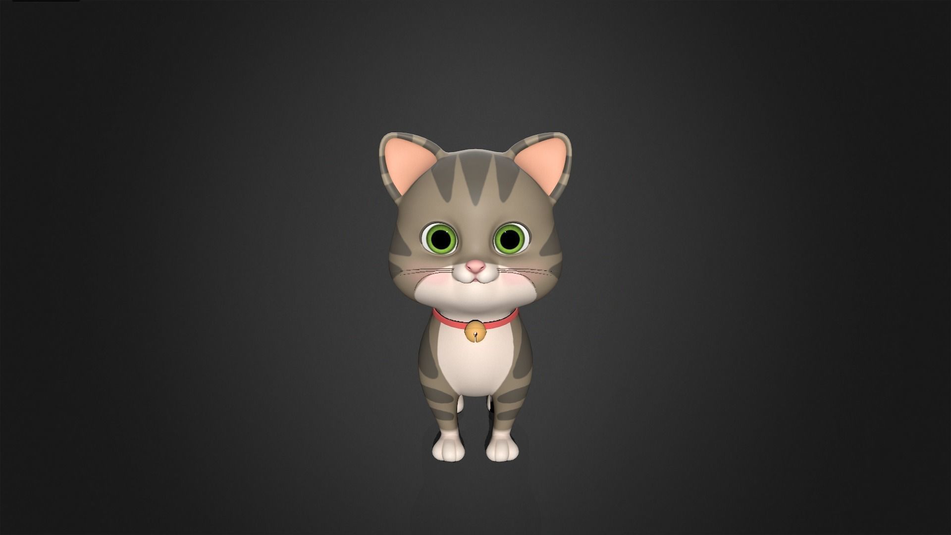 Asset - Cartoons - Animal Cat baby Rigged 3D model_2
