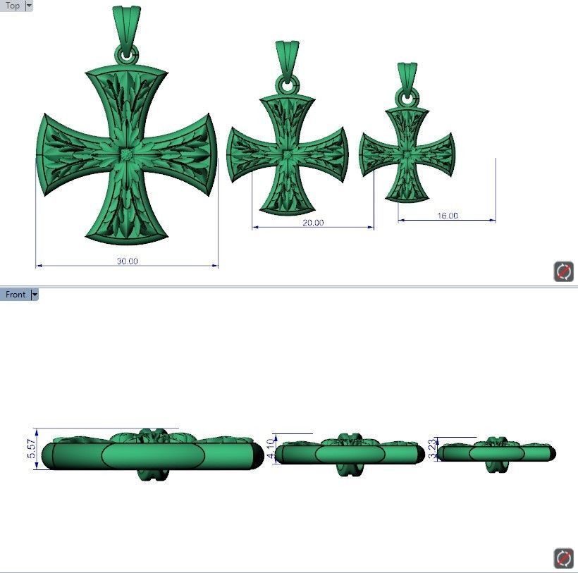 Cross Patee Templar Maltese floral pattern pendant 3D print model_11